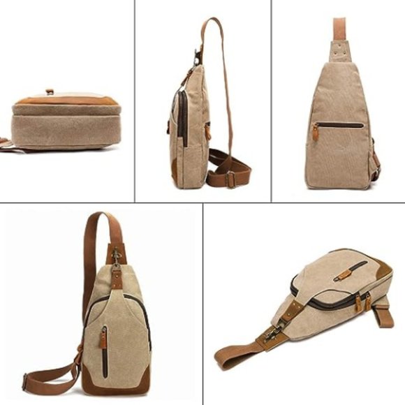 KL928 Man Canvas Sling Crossbody Backpack - Picture 3 of 6